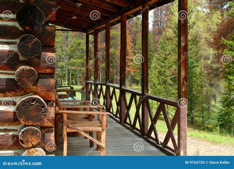 log cabin porch stock photo image