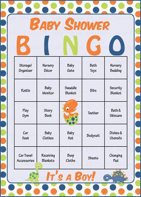 printable bingo game  baby shower