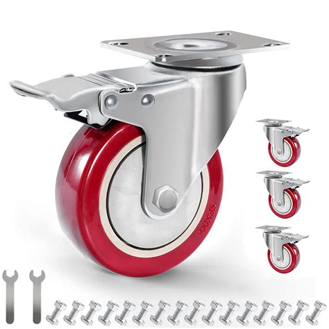 plate caster wheels set   lb  screw safety dual locking