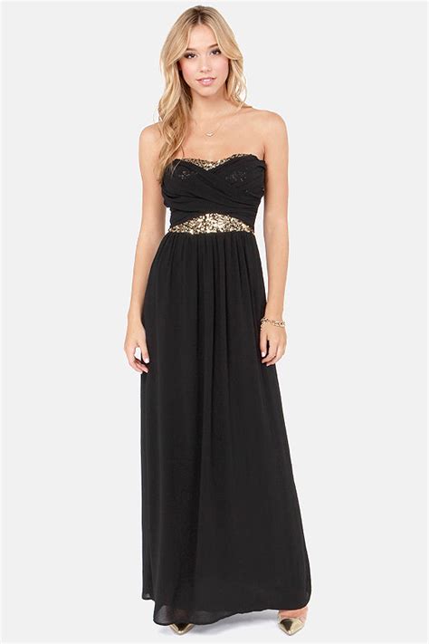 Sexy Black Dress Sequin Dress Maxi Dress Strapless Dress 63 00