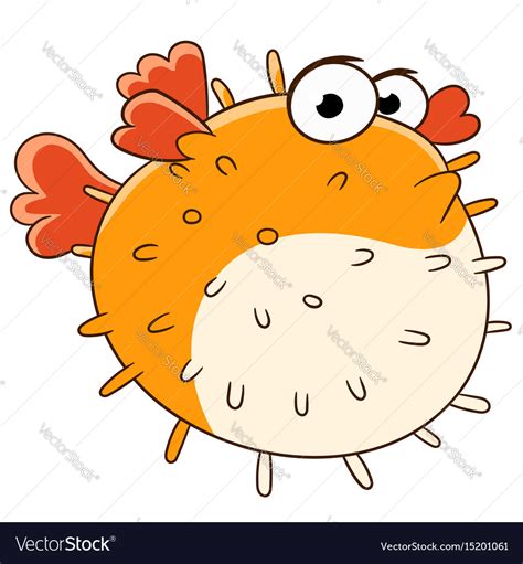 cartoon puffer fish porcupinefish  fish belonging   family