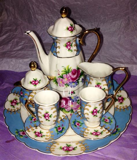 images  miniature tea sets  pinterest tea service cobalt blue  dollhouse