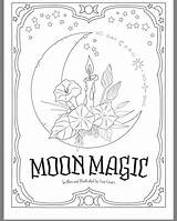 Coloring Pages Moon Book Shadows Kids Magic Pagan sketch template