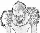 Note Death Ryuk Pages Coloring Character Another Face Printable sketch template