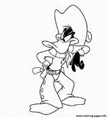 Tunes Looney Coloring Daffy Duck Pages Cowboy Printable sketch template