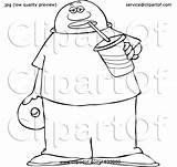 Sipping Man Soda Donut Lineart Fountain Holding Illustration Royalty Djart Clipart Vector Clip sketch template
