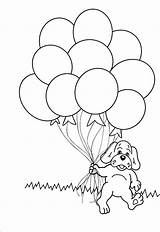 Balloons Coloring Clipart Pages Dog Birthday Bunch Colour Little Clip Print Library Popular Coloringhome sketch template