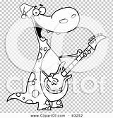 Outlined Dino Guitar Playing Illustration Christmas Rf Royalty Clipart Toon Hit sketch template