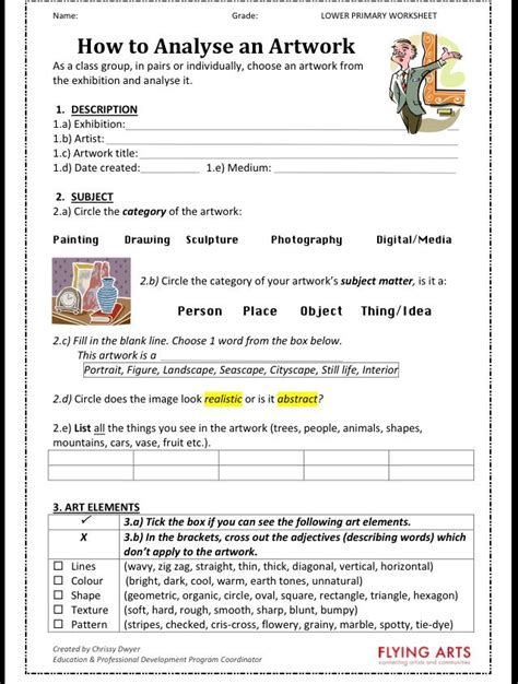 analyze  artwork art critique criticism art worksheets