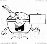 Oatmeal Cartoon Mascot Lineart Bowl Illustration Happy Holding Blank Royalty Clipart Character Sign Vector Thoman Cory sketch template