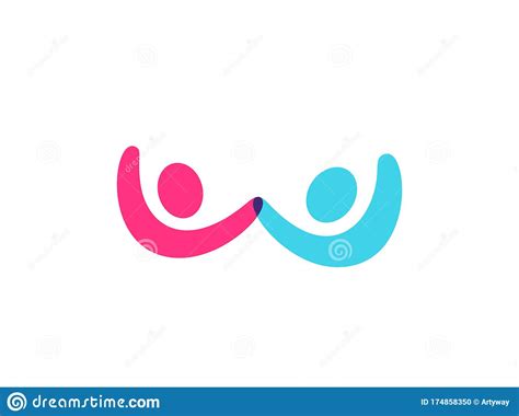 Two Happines Persons With Hands Up Simple Silhouette Care