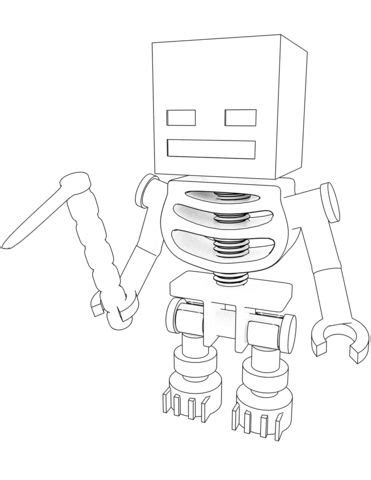 minecraft skeleton  hoe coloring page minecraft coloring pages