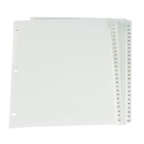 oxford premium series numerical tab dividers numbered   white      tabsst