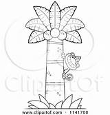 Tree Monkey Behind Coconut Cartoon Clipart Palm Cory Thoman Outlined Coloring Vector Chimpanzee 2021 sketch template