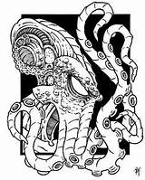Lovecraft Cthulhu Creatures Underwater sketch template