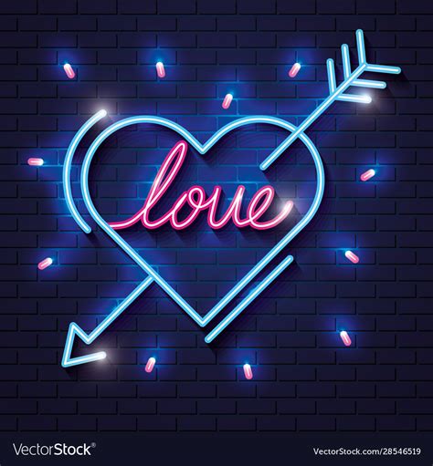 heart  lettering love neon lights royalty  vector