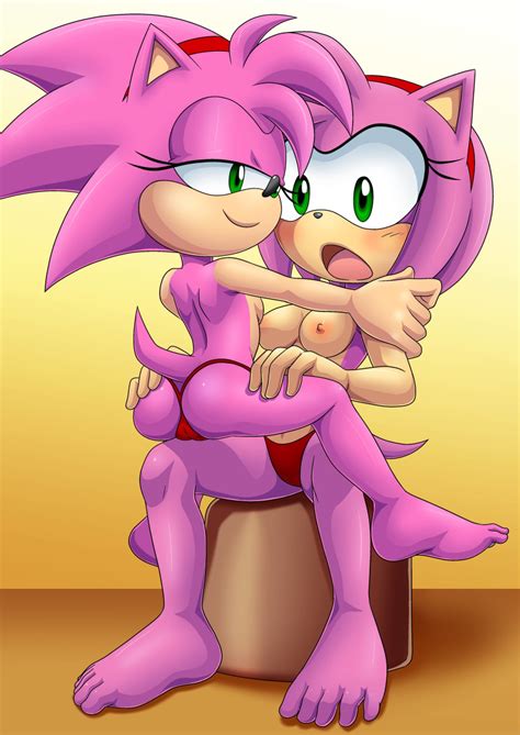 xbooru 2018 2girls amy rose amy rose classic mobius unleashed palcomix sonic series tagme