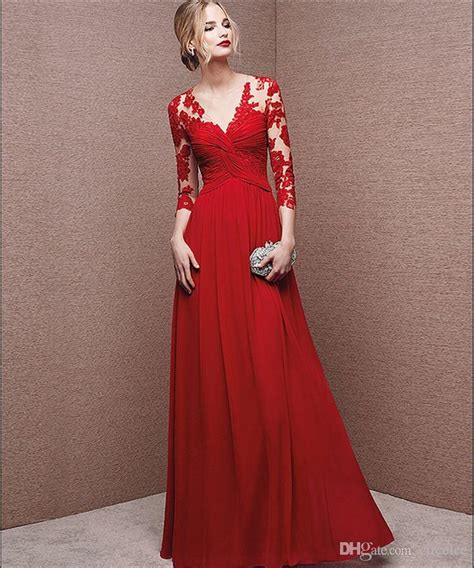 elegant lace chiffon christmas party dresses circelee red