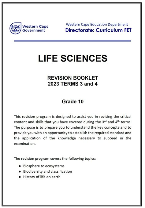 gr    life sciences revision booklet  wced eportal
