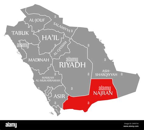 najran red highlighted  map  saudi arabia stock photo alamy