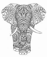 Coloring Elephant Pages Indian Drawing Aztec Animal Elephants Adult Adults Abstract Zentangle Mandala Book Graphic Tribal Color Drawings Difficult Aztecs sketch template