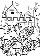 Mario Coloring Castle Pages Super Bros Mushroom Character Ausmalbilder Drawings Castillo Printable Little Colouring Drawing Mariobros April sketch template