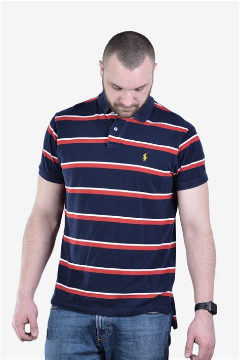 vintage ralph lauren striped polo shirt size  brick vintage