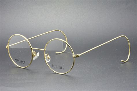 44mm Round Gold Wire Rim Eyeglass Frames Eyewear Vintage