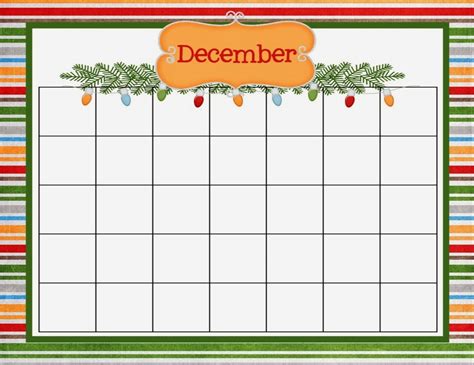 printable blank december calendar