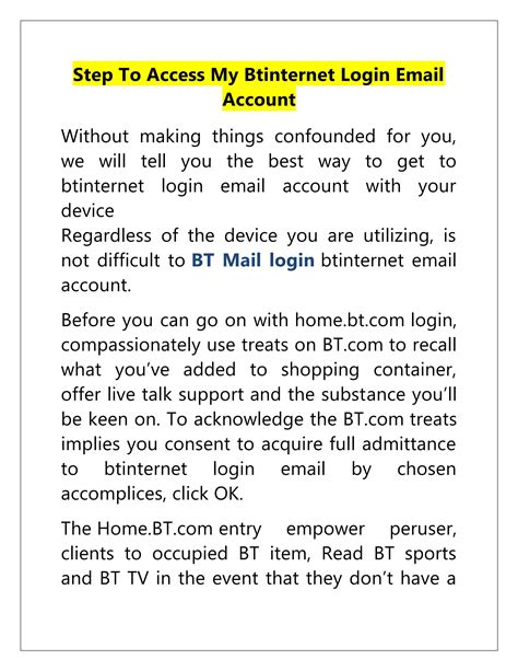 step  access  btinternet login email account  bt mail login issuu