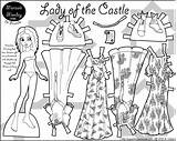 Paper Doll Printable Dolls Coloring Pages Castle Marisole Lady Monday Print Kids Princess Paperthinpersonas Fantasy Drawing Clothing Dress Colouring Color sketch template