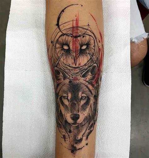 Owl And Wolf Tattoo On Arm Best Tattoo Ideas Gallery Tatuaje De