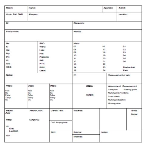 med surg  patient detailed report sheet  assessment  etsy