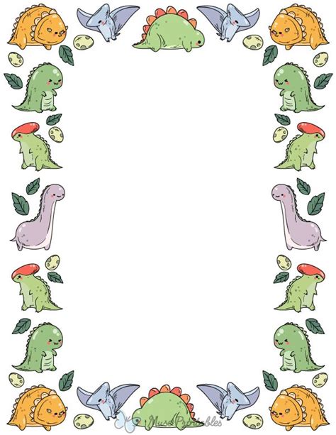 printable kawaii dinosaur page border kawaii dinosaur cute easy
