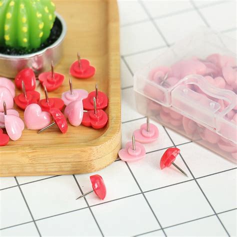 50 Pcs Box Color Plastic Pins Love Heart Protection Cork