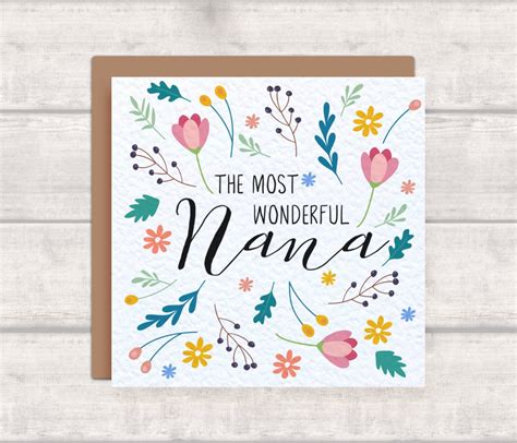 wonderful nana card mothers day card etsy uk