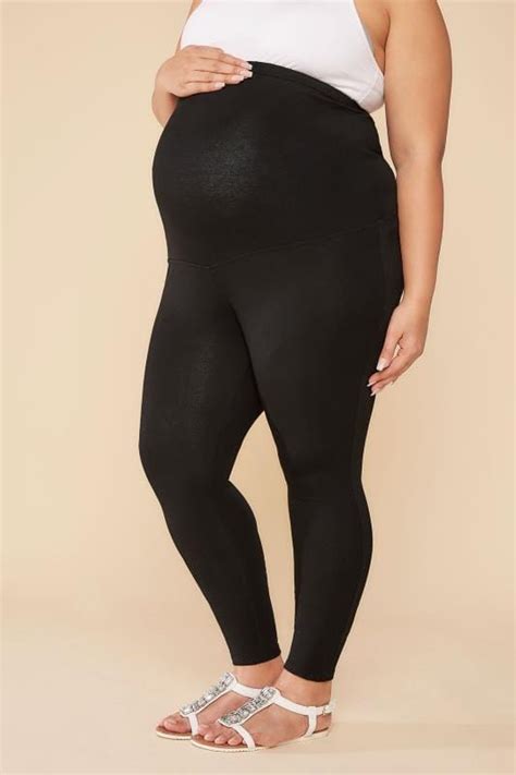bump it up maternity black cotton elastane leggings with