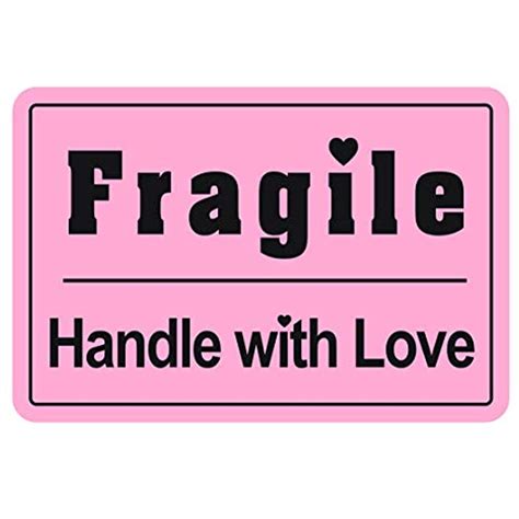 300pcs 2x3 Cute Pink Fragile Hand With Love Shipping Sticker For