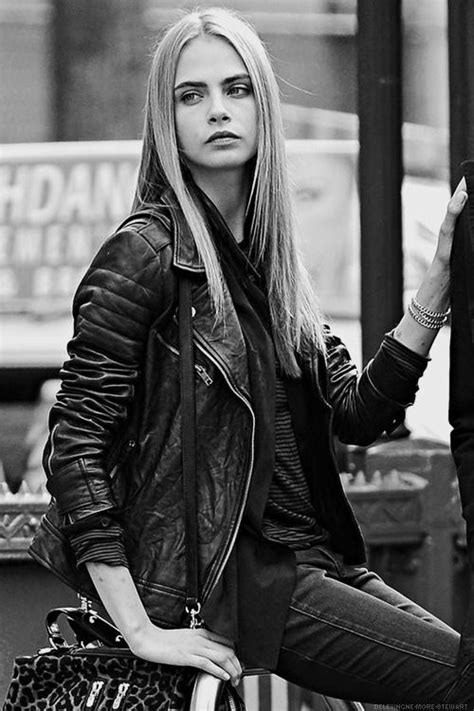 Cara Delevingne Leather Jacket Skinny Jeans Black And White