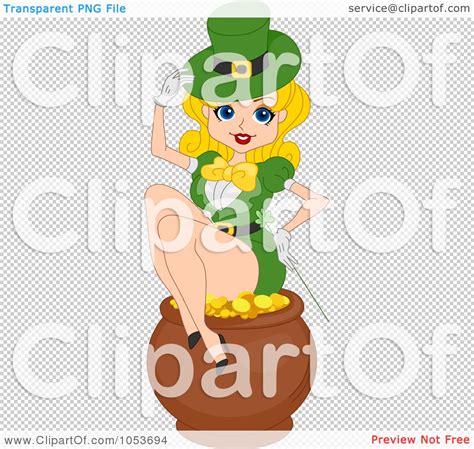royalty free vector clip art illustration of a sexy st patricks day pinup woman sitting on a pot