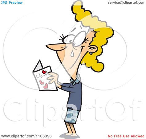 clipart mom crying while reading her mothers day card royalty free vector illustration by ron