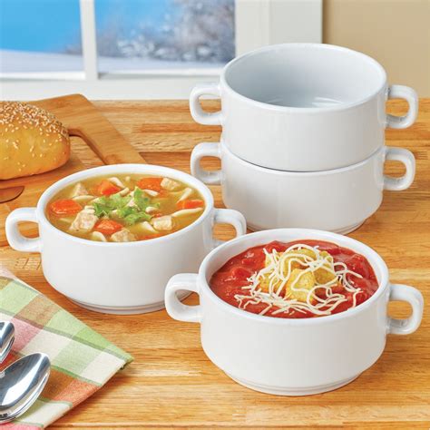 stackable double handle soup bowls set   collections
