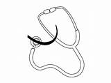 Stethoscope Coloring Becuo Outline Credit Larger sketch template