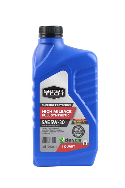 super tech high mileage full synthetic sae   motor oil  quart