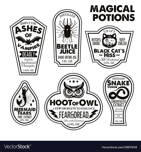 halloween bottle labels potion labels royalty  vector