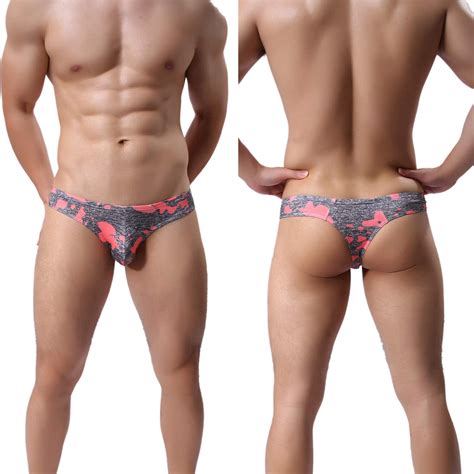 Kamuon Men’s Sexy Bulge Pouch Thongs Underwear Undies Showing Off