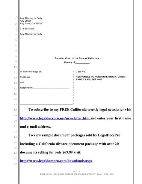 sample responses  form interrogatories  california divorce