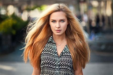 Wallpaper Model Blonde Long Hair Women Outdoors Face Eva