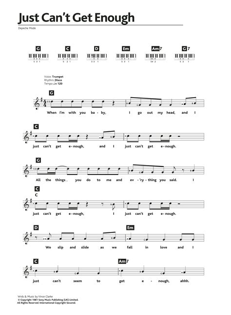 Just Can T Get Enough Sheet Music Depeche Mode Piano Chords Lyrics