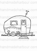 Coloring Pages Caravan Vintage Drawing Gypsy Handmade Monday Camper Template Wagon Handmadeharbour sketch template